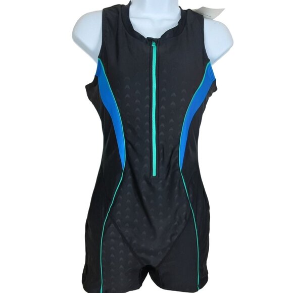 Womens Size Small Sleeveless One-Piece Swimsuit Front Zipper Sports Competitve - Picture 2 of 7